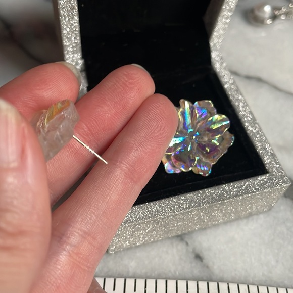 🖤5/$25 925 sterling flower earrings rainbow aurora borealis - Picture 4 of 14